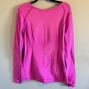 Lululemon hot pink striped long sleeve heavyweight shirt. Fitted.